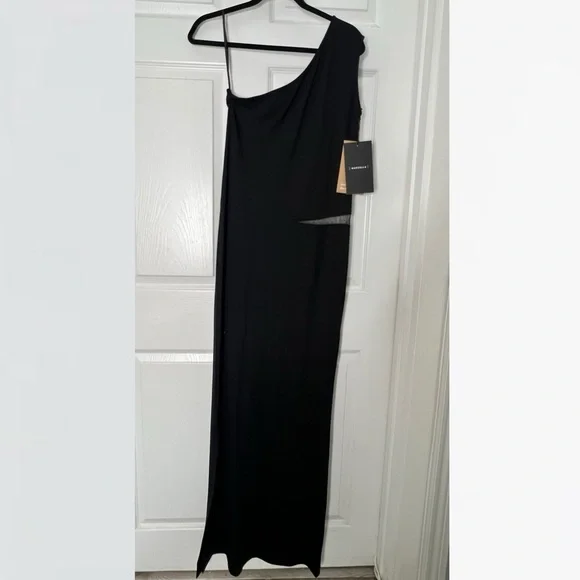 NWT Marcella Elegant Black One-Shoulder Maxi Dress Sz L Cocktail Evening Party - Picture 13 of 14